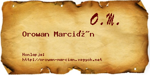 Orowan Marcián névjegykártya